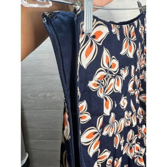 Ann‎ Taylor Navy and Orange Floral Skirt Size 0 - Picture 4 of 7